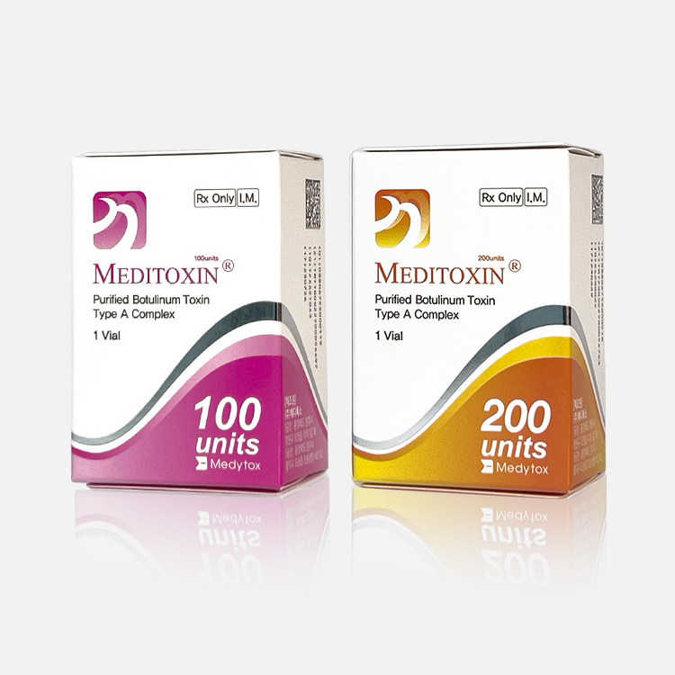Meditoxin 100 Units and 200 Units Purified Botulinum Toxin Type A Complex Boxes